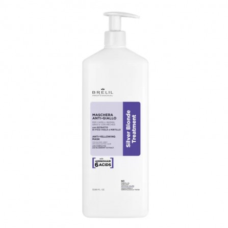 Brelil Anti‑Yellow Mask Silver Blonde Маска против жълти отенъци на руса коса 1000 ml